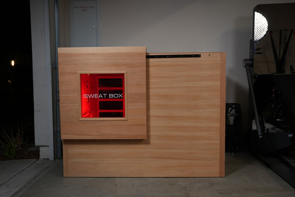 Sweatbox High Heat Window Edition indoor sauna with lit door window